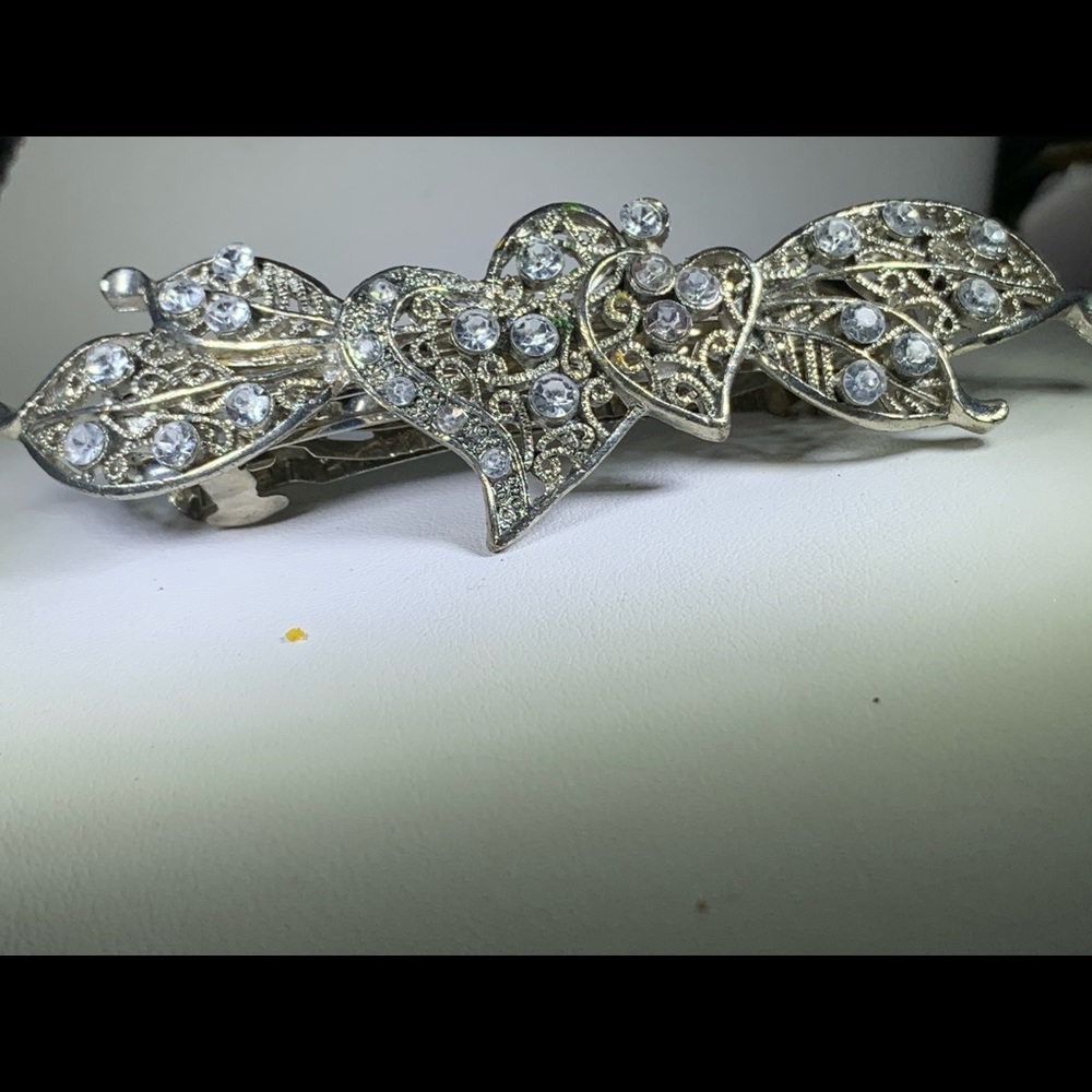 Vintage Ornate Rhinestone Hair Barrette Clip